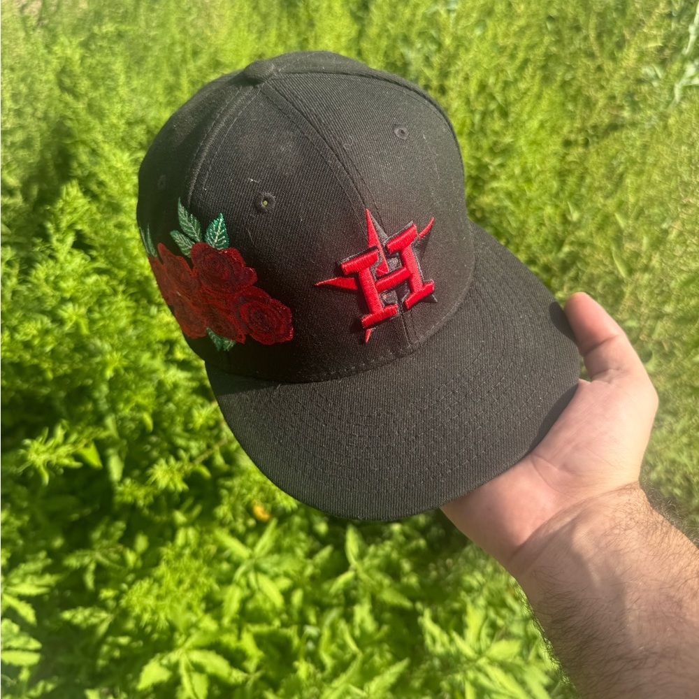 Black Cap with Red Embroidery